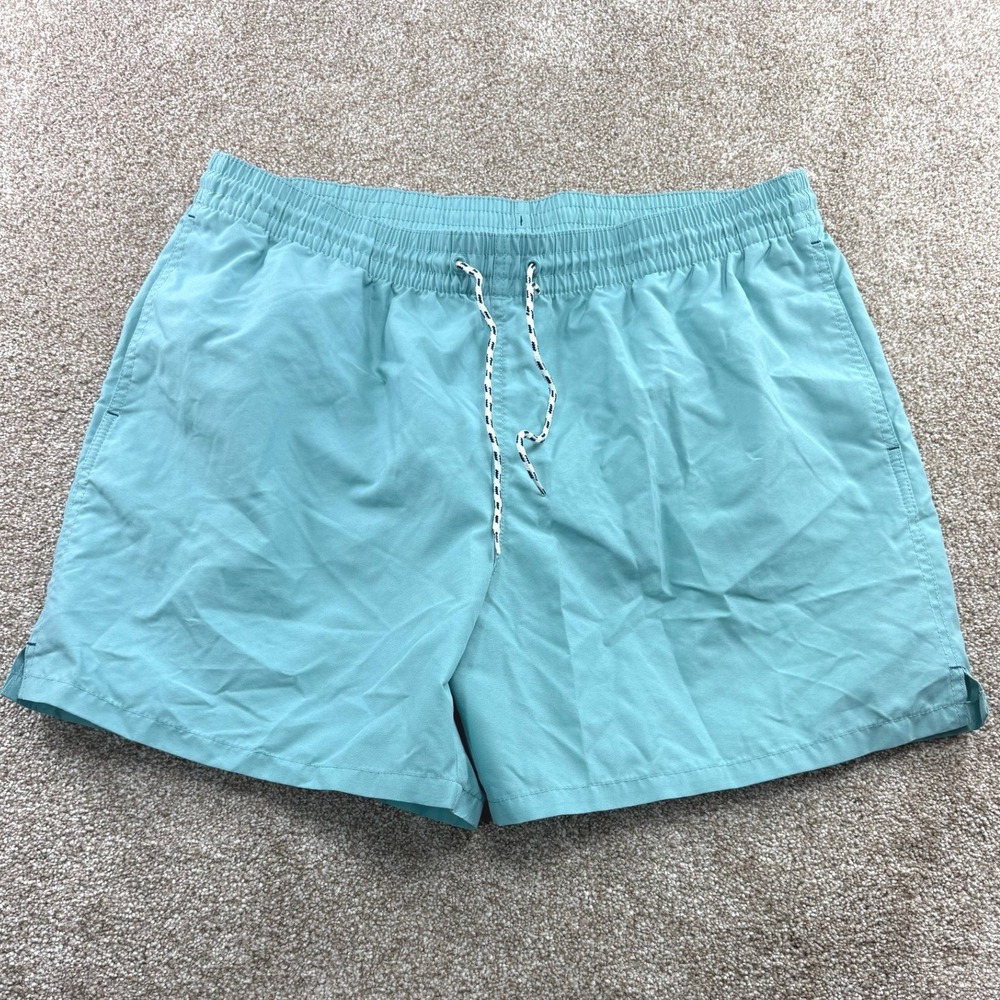 Goodfellow & Co Mens Teal Blue Recycled Polyester Swim Trunks XL Board Shorts